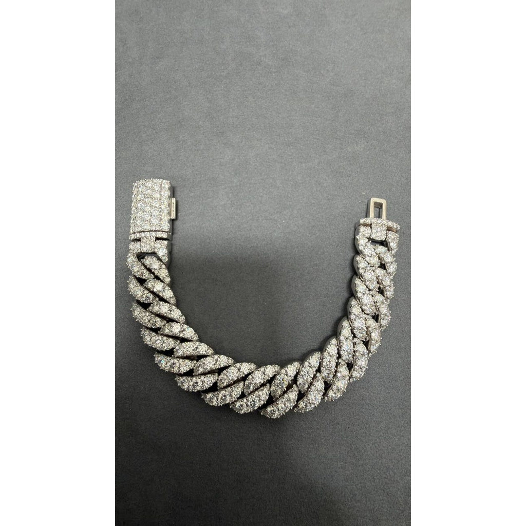 16mm Cuban Bracelet Moonrock Setting — Moissanite, Zinc