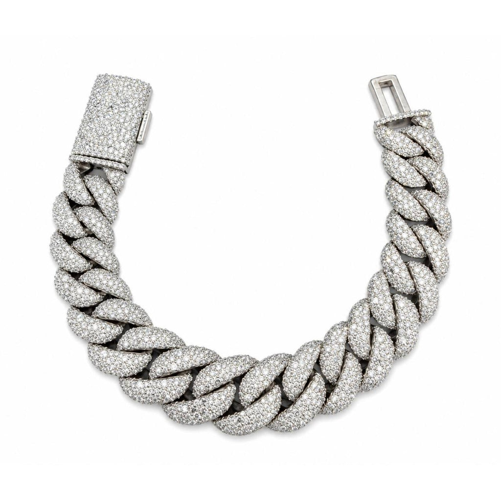 15mm Cuban Bracelet Upside Down Setting — Moissanite, Zinc