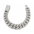 15mm Cuban Bracelet Upside Down Setting — Moissanite, Zinc