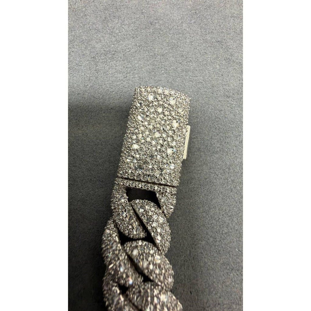 15mm Cuban Bracelet Upside Down Setting — Moissanite, Zinc