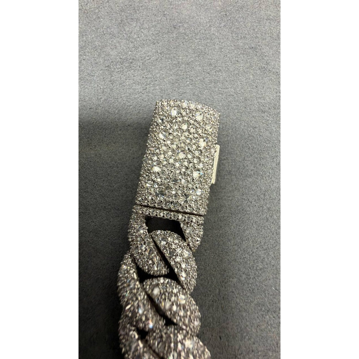 15mm Cuban Bracelet Upside Down Setting — Moissanite, Zinc