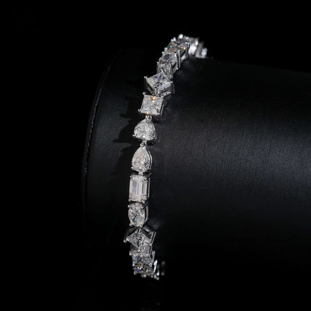 Mixed Shapes Tennis Bracelet — Moissanite, 925 Silver