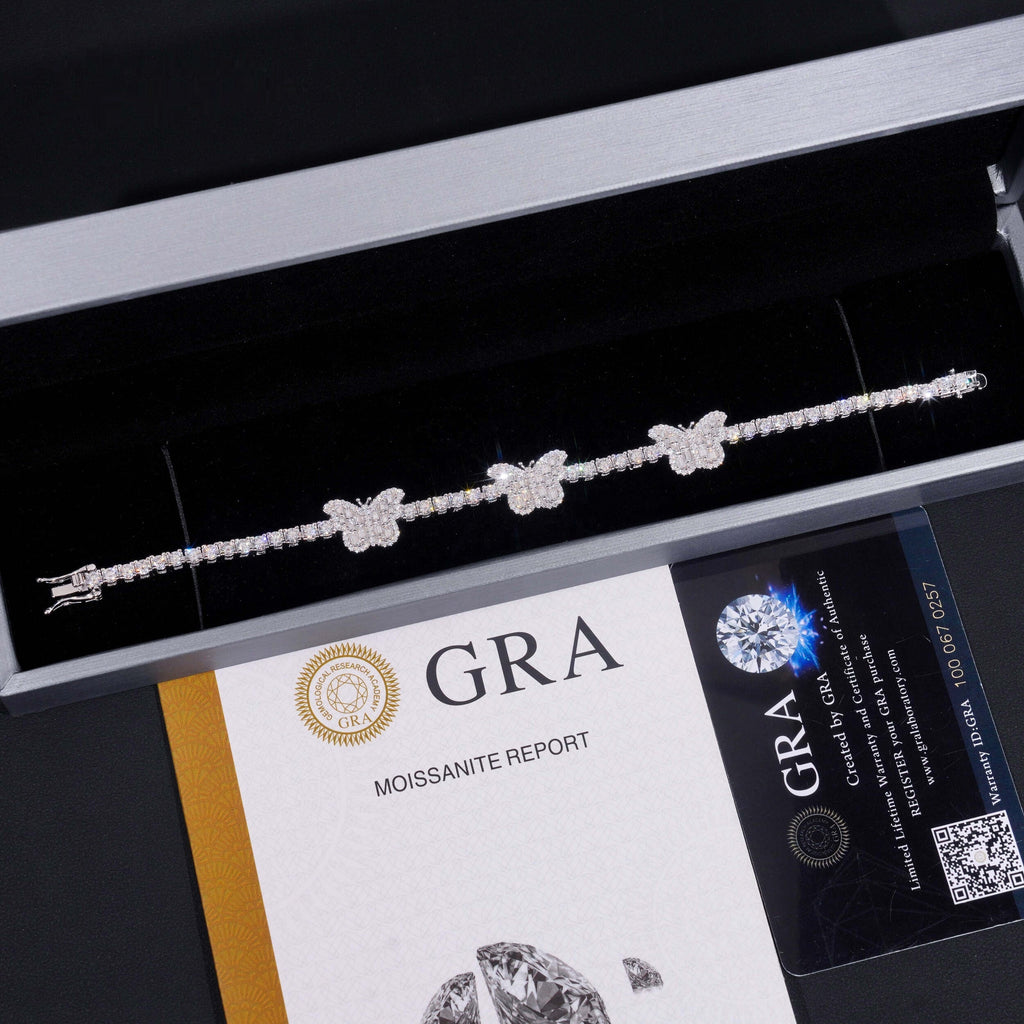 Butterfly Baguette Tennis Bracelet — Moissanite, 925 Silver