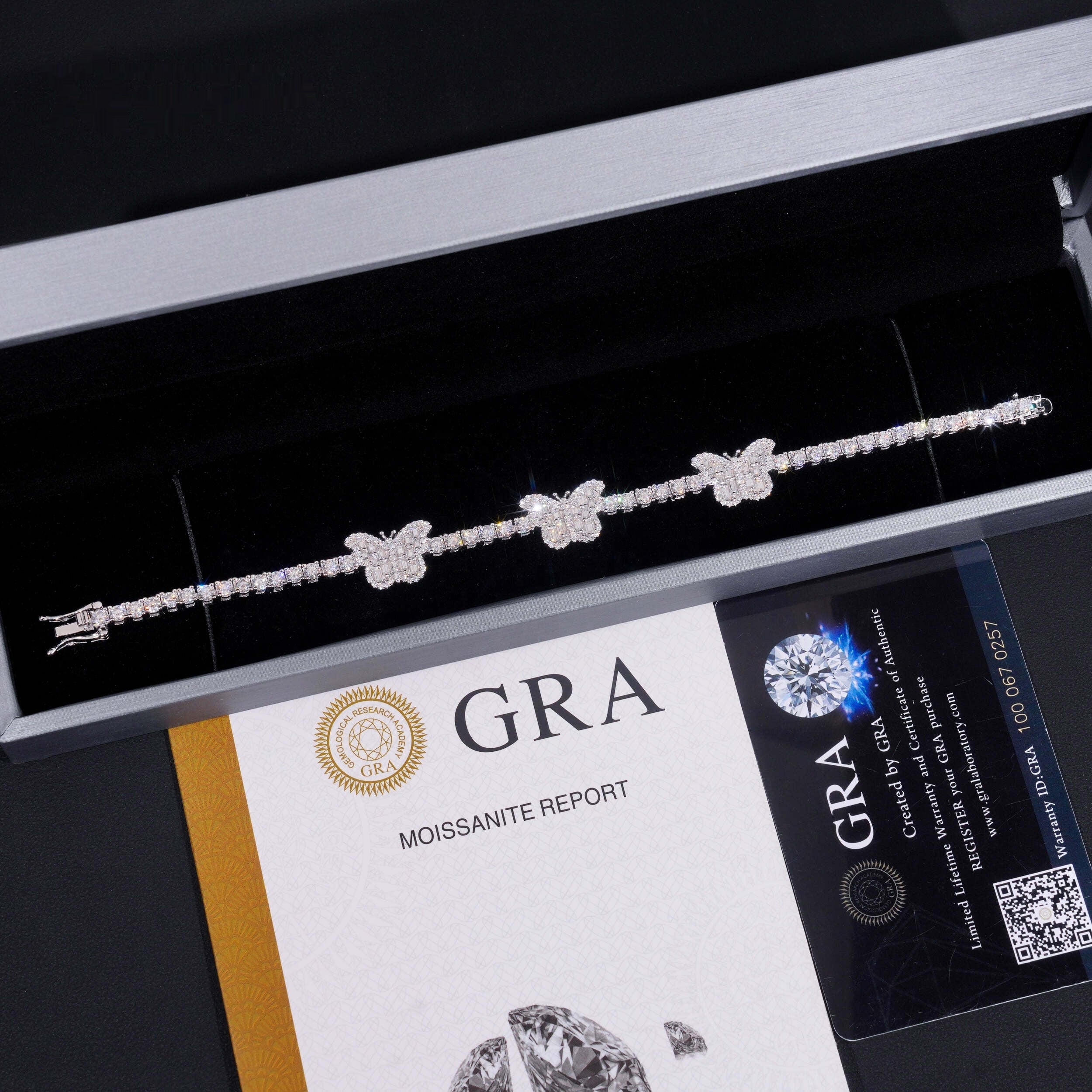 Butterfly Baguette Tennis Bracelet — Moissanite, 925 Silver