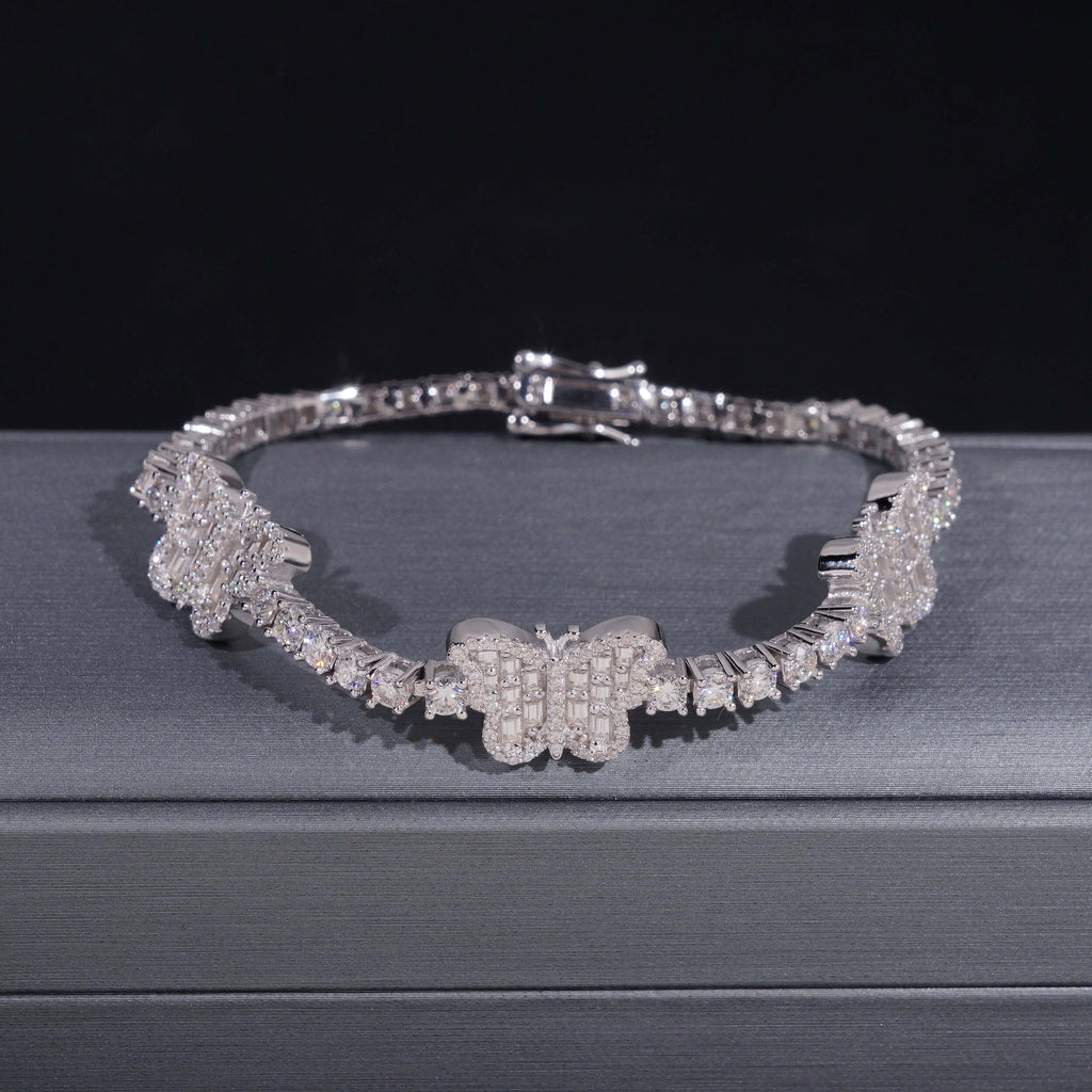 Butterfly Baguette Tennis Bracelet — Moissanite, 925 Silver