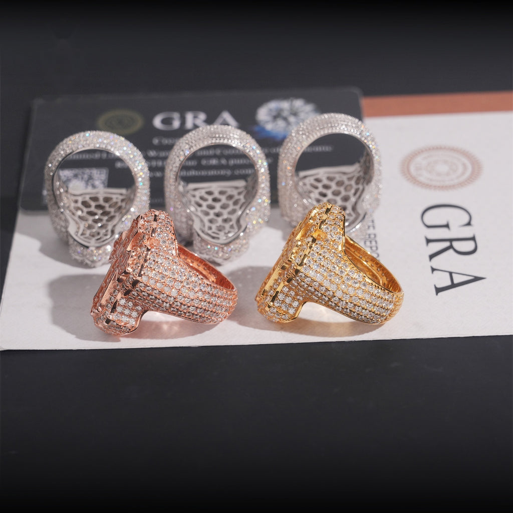 Baguette Cross Ring — Moissanite, 925 Silver