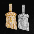 Baguette Crown Jesus Piece — Moissanite, 925 Silver