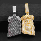 Baguette Crown Jesus Piece — Moissanite, 925 Silver