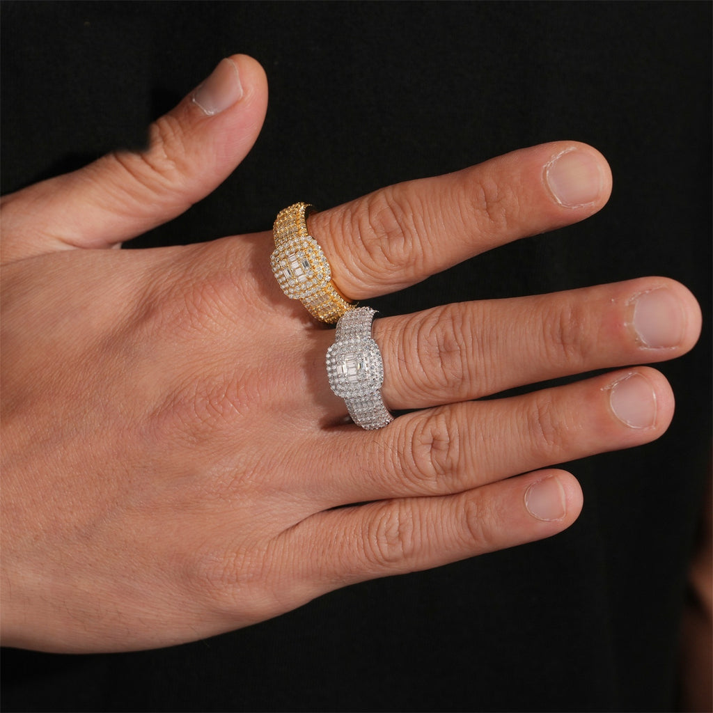 Baguette Halo Ring — Moissanite, 925 Silver