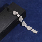 Baguette Heart Bracelet – Moissanite & 925 Silver