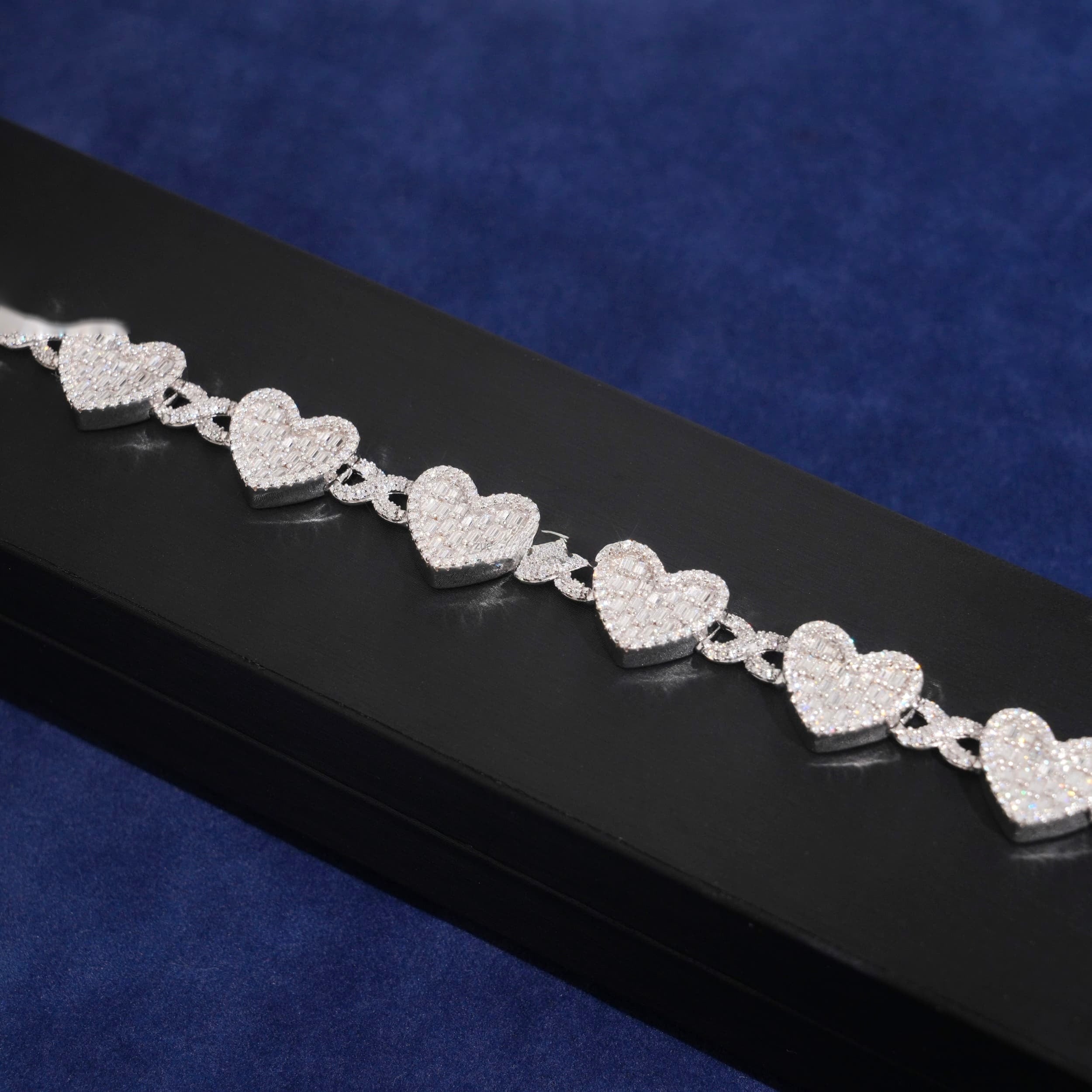 Baguette Heart Bracelet – Moissanite & 925 Silver