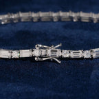 Baguette & Round Link Tennis Bracelet — Moissanite, 925 Silver