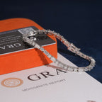 Baguette & Round Link Tennis Bracelet — Moissanite, 925 Silver