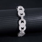 Baguette Rolo Link Bracelet — Moissanite, 925 Silver