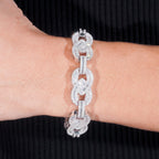 Baguette Rolo Link Bracelet — Moissanite, 925 Silver