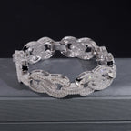 Baguette Rolo Link Bracelet — Moissanite, 925 Silver