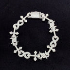 Cross & Barbed Wire Infinity Bracelet — Moissanite, 925 Silver