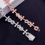 Cross & Barbed Wire Infinity Bracelet — Moissanite, 925 Silver