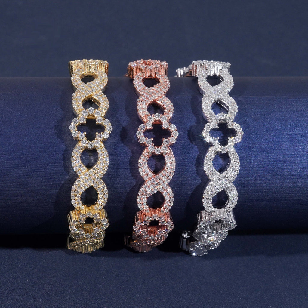 Clover Infinity Link Bracelet — Moissanite, 925 Silver
