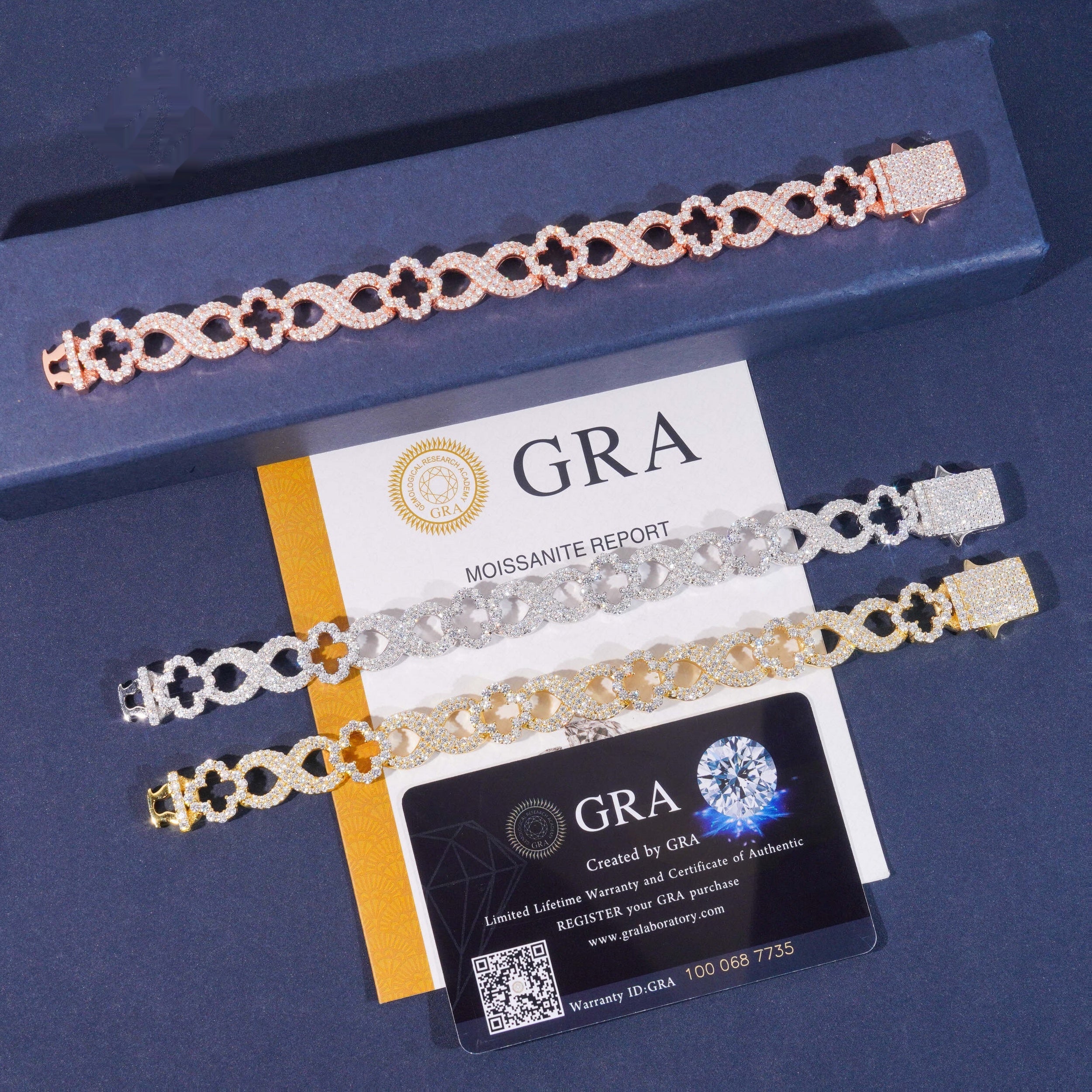 Clover Infinity Link Bracelet — Moissanite, 925 Silver