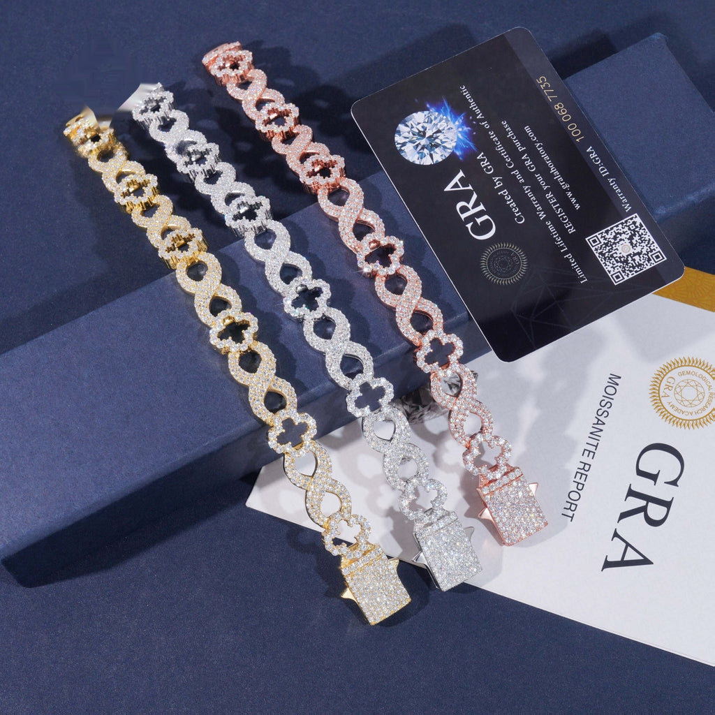 Clover Infinity Link Bracelet — Moissanite, 925 Silver