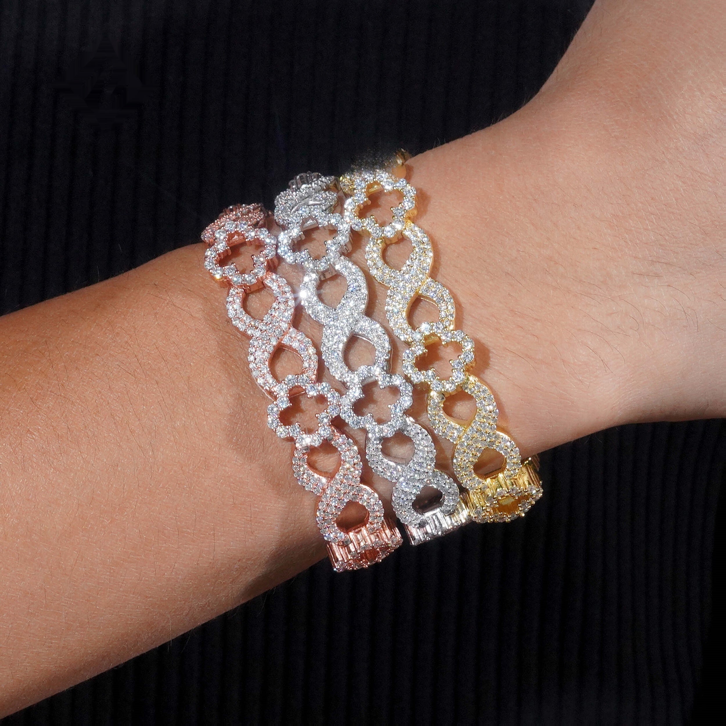 Clover Infinity Link Bracelet — Moissanite, 925 Silver