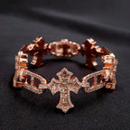 Gothic Cross Mariner Link Bracelet — Moissanite, 925 Silver