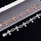 Gothic Cross Mariner Link Bracelet — Moissanite, 925 Silver