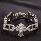 Gothic Cross Mariner Link Bracelet — Moissanite, 925 Silver