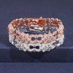 Green Flower Link Bracelet — Moissanite, 925 Silver