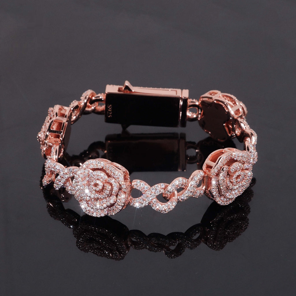 Rose Infinity Link Bracelet — Moissanite, 925 Silver