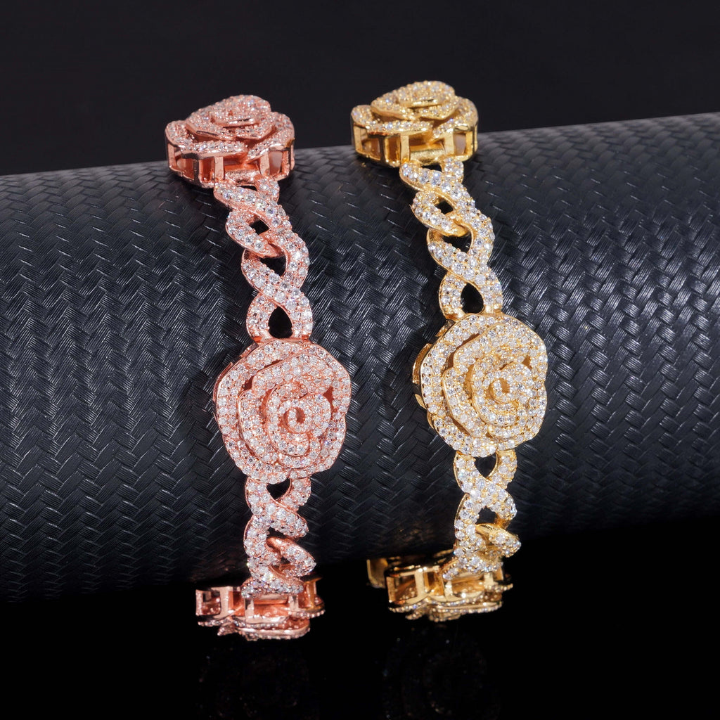Rose Infinity Link Bracelet — Moissanite, 925 Silver