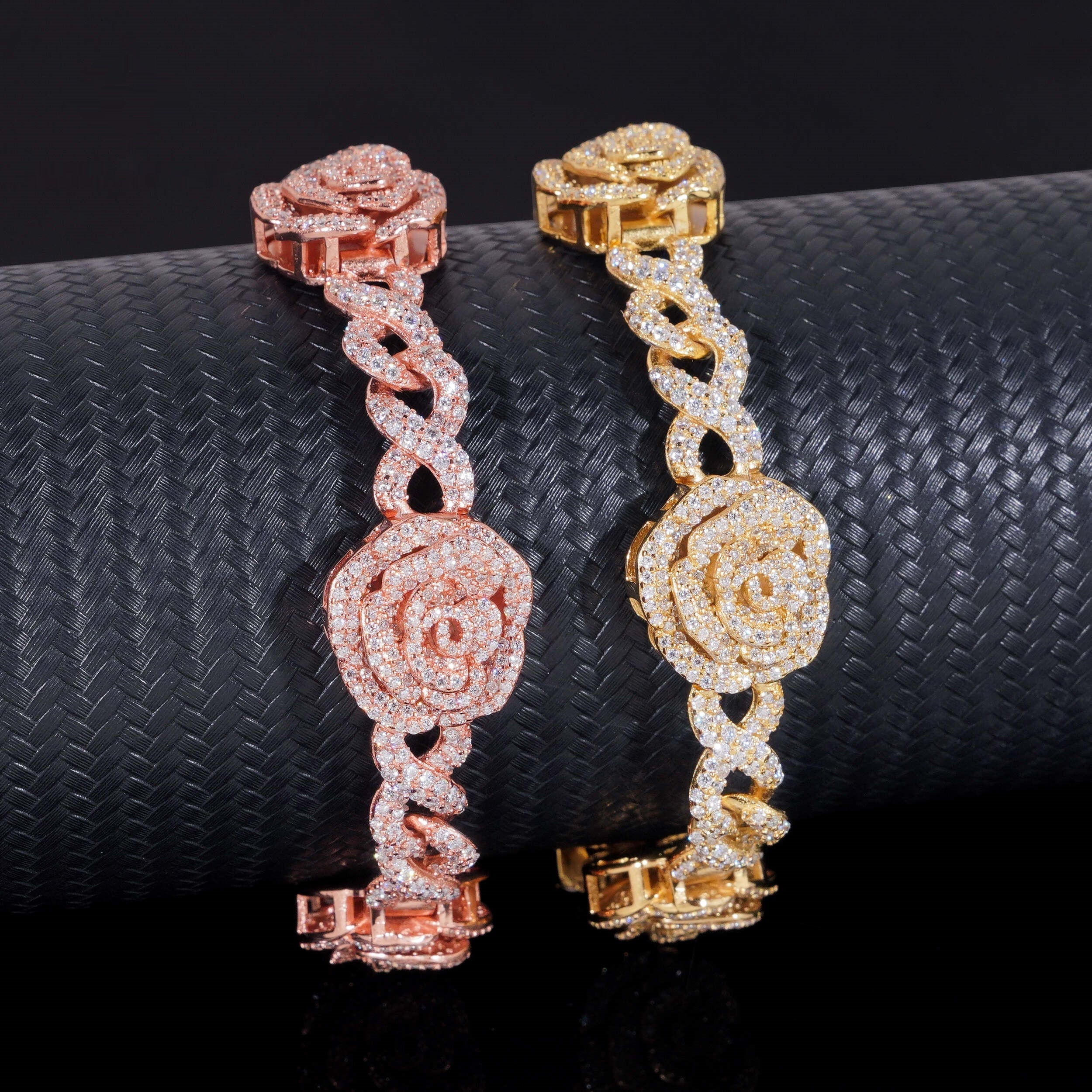 Rose Infinity Link Bracelet — Moissanite, 925 Silver