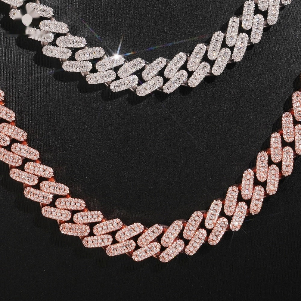 10mm Cuban Bracelet Baguette Setting — Moissanite, 925 Silver
