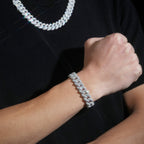 13mm Cuban Chain Domed Pavé Setting — Moissanite, 925 Silver