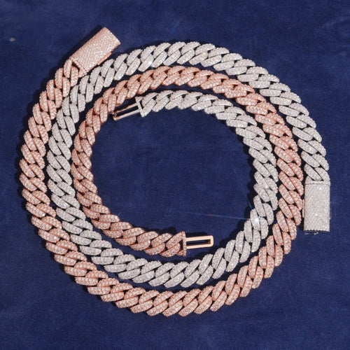 13mm Cuban Chain Pavé Setting — Moissanite, 925 Silver