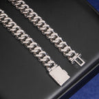 15mm Cuban Chain Pavé Setting — Moissanite, 925 Silver