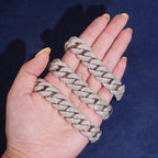 15mm Cuban Chain Pavé Setting — Moissanite, 925 Silver