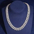 15mm Cuban Chain Pavé Setting — Moissanite, 925 Silver