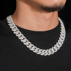16mm Cuban Chain Pavé Setting — Moissanite, 925 Silver