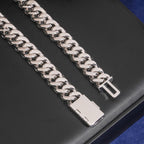 16mm Cuban Chain Pavé Setting — Moissanite, 925 Silver