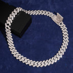 16mm Cuban Chain 2-Row Prong Setting — Moissanite, 925 Silver