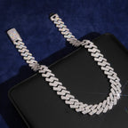 16mm Cuban Chain 2-Row Prong Setting — Moissanite, 925 Silver