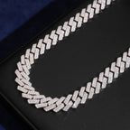 16mm Cuban Chain 2-Row Prong Setting — Moissanite, 925 Silver