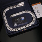 18mm Cuban Chain 4-Row Pavé Setting — Moissanite, 925 Silver