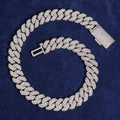 18mm Cuban Chain Pavé Setting — Moissanite, 925 Silver