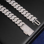 18mm Cuban Chain Pavé Setting — Moissanite, 925 Silver