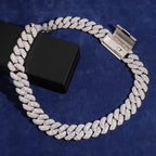18mm Cuban Chain Pavé Setting — Moissanite, 925 Silver