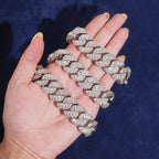 18mm Cuban Chain Pavé Setting — Moissanite, 925 Silver