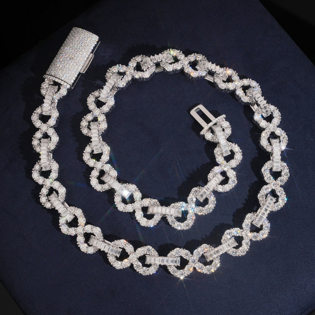 Infinity Link Baguette Chain — Moissanite, 925 Silver